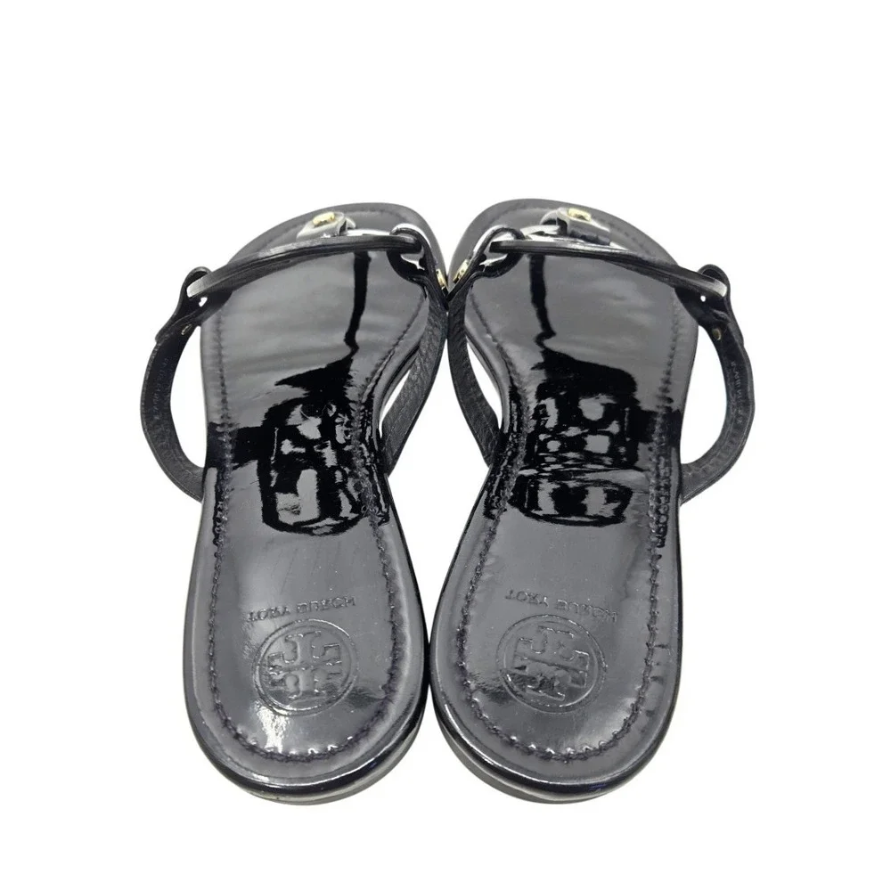 Tory Burch Sandals Women's 10.5 Miller Black Patent Thong